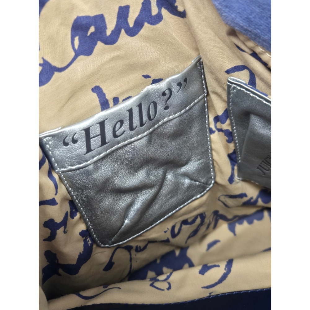 Juicy Couture Blue Velour Hobo Bag Gothic Logo Chain Detail Y2K Vintage - Picture 7 of 14